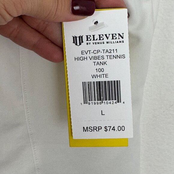 EleVen by Venus Williams NEW High Vibes Tennis Tank White Women Lrg Activewear - Picture 9 of 9